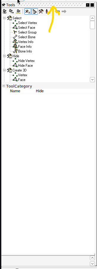 The padder bar for the tools window, to allow docking and undocking.