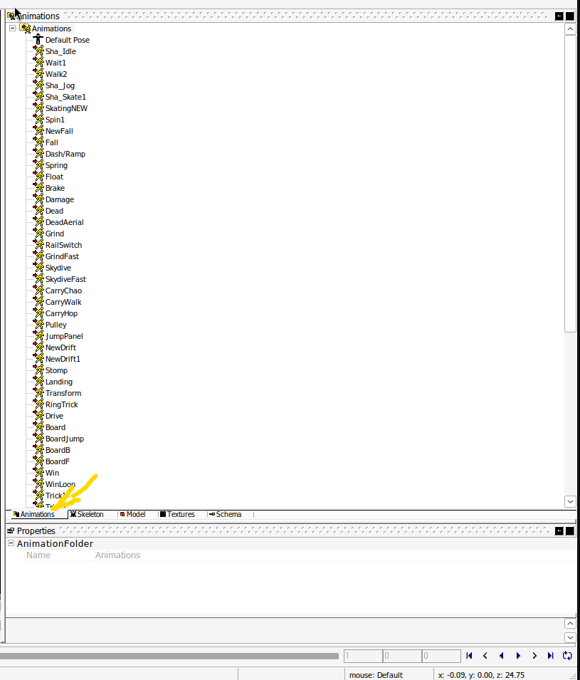 Animations tab is where we found the Models tab earlier.