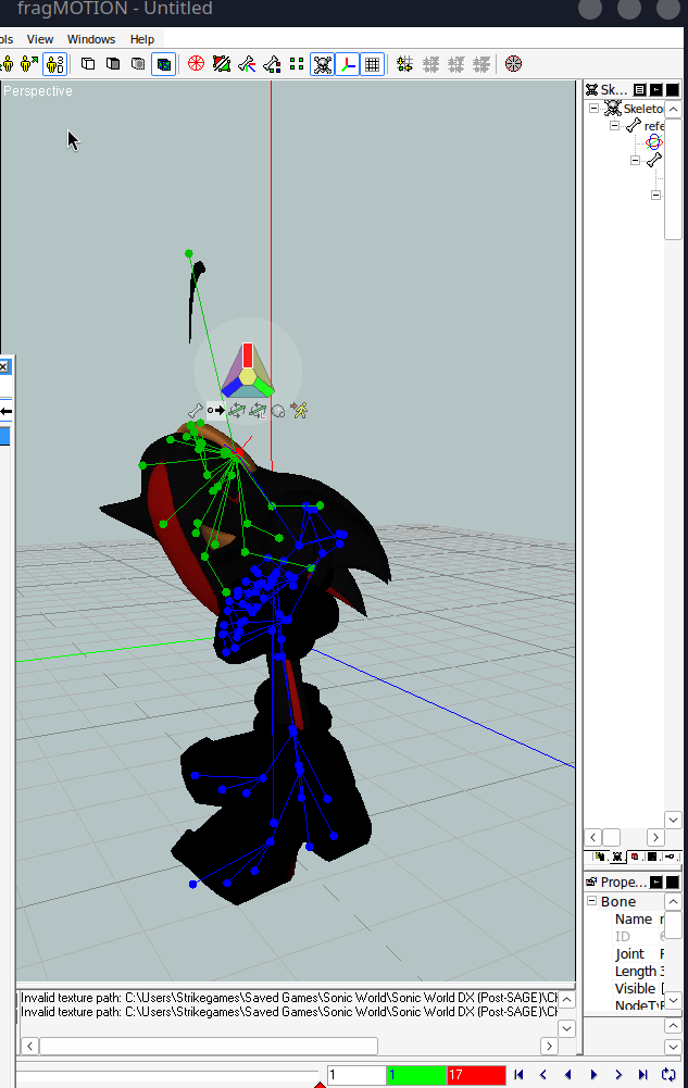 I modified Shadows nose in a previous animation so I can see that even without his neck moving the nose still moves when playing the animation.