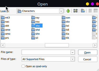 Characters subfolder