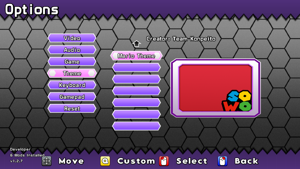 The Custom Themes Menu